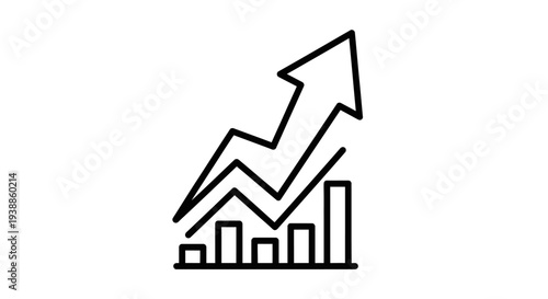 Business success metrics with upward trending arrow