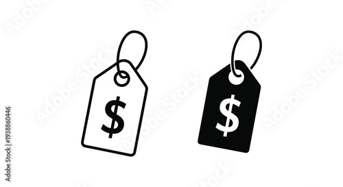 Two price tags with dollar signs on a white background