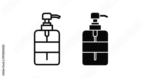 Two black and white hand sanitizer bottles on a clean white background for hygiene and health concepts