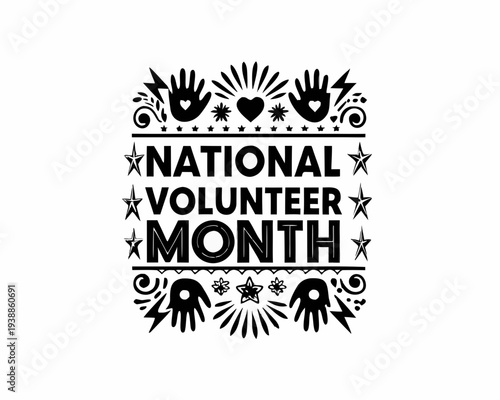 Helping Hands and Volunteering Vector Illustration, National Volunteer Month Concept