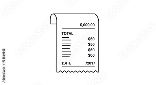 Paper receipt document showing total balance and transaction details