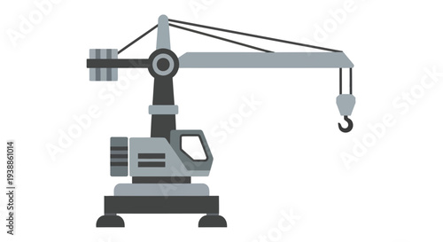 Konstfotografi Simplified illustration of a gray construction crane isolated on a white backgro