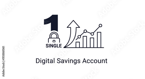 Secure digital savings account growth visualization