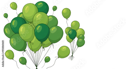 Green Balloons Ascending In...