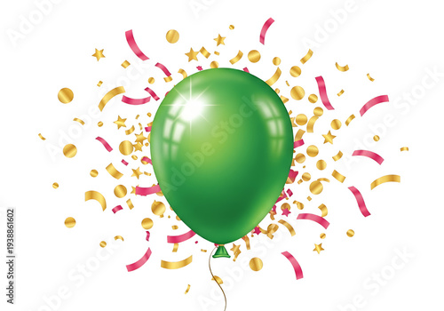 Green Balloon With Gold Con...