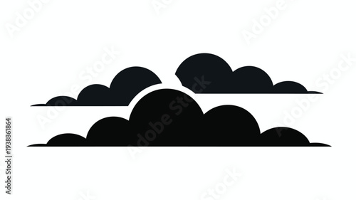Minimalist vector illustration of black clouds against a white background simple and modern design element for weather or abstract concepts