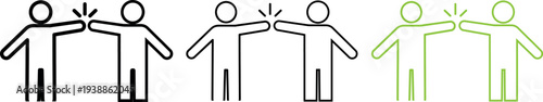 Stick figures in a row with arms around each other