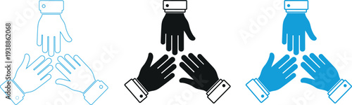 Three gloved fingers in different colors