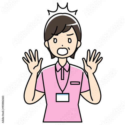 びっくり仰天、驚くポロシャツ姿のシニア女性のイラスト