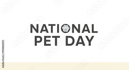 National pet day celebration logo with paw print design on white background