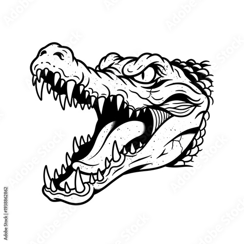 Aggressive Crocodile Head Roaring