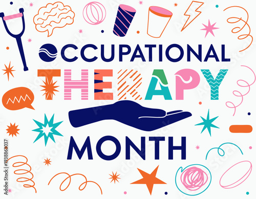 Healthcare and Therapy Vector Illustration, Occupational Therapy Month Concept Design