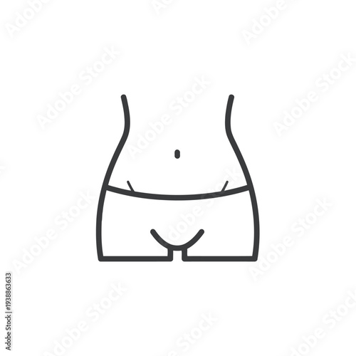 Minimal Human Torso Outline with Waist and Hips Illustration