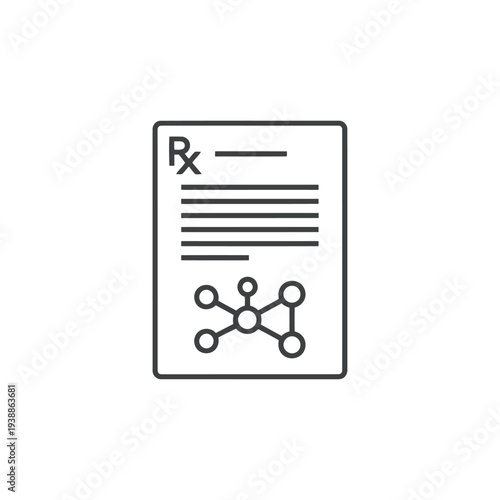 Medical Prescription Document with Rx Symbol and Chemical Formula Illustration