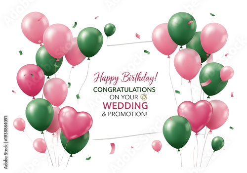 Pink And Green Balloons Cel...