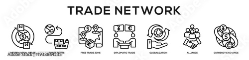 Trade Network web banner icon illustration concept