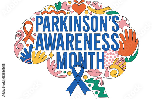 PARKINSON'S AWARENESS MONTH vector illustration isolated on white background