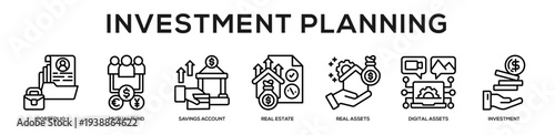Investment Planning web banner icon illustration concept