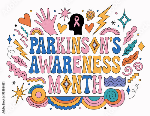 PARKINSON'S AWARENESS MONTH vector illustration isolated on white background