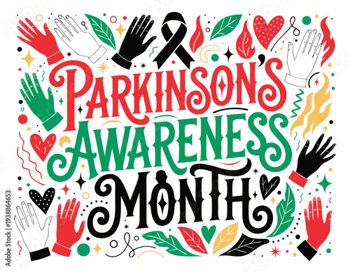 Parkinson’s Awareness Month Celebration Vector, Support, Advocacy, and Health Education Concept
