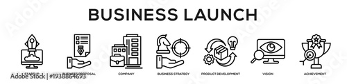 Business Launch web banner icon illustration concept