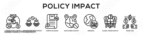 Policy Impact web banner icon illustration concept