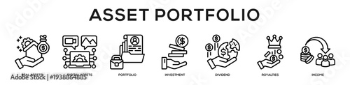 Asset Portfolio web banner icon illustration concept