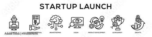 Startup Launch web banner icon illustration concept