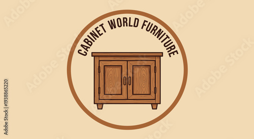 Cabinet World Furniture Logo Design Illustration.