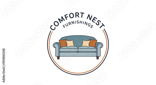 Couch with Pillows Logo Design Element.
