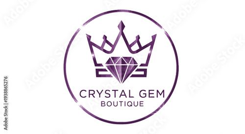 Crystal Gem Boutique Luxury Jewelry Logo Design.