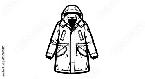 Illustration of a Parka Jacket with Hood.