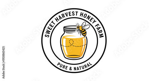 Honey Jar with Bee Logo Design.