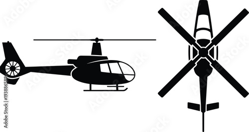 PrintHelicopter silhouette illustration, aviation design, aircraft vector art, rotor blade graphic,