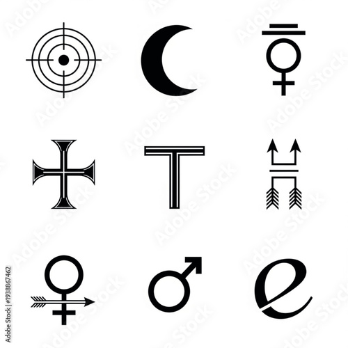 Astrology and alchemy symbols vector icon set including planetary signs mystical glyphs occult and esoteric symbols
