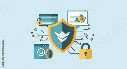 Shield Protection Security Lock Privacy Concept.