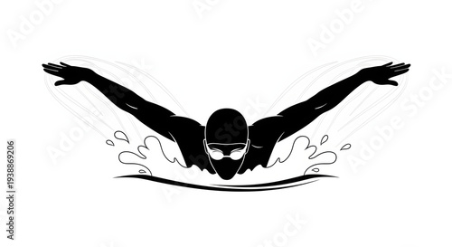  Silhouette of Swimmer Performing Butterfly Stroke