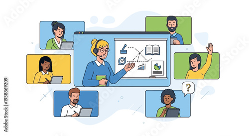 Team Collaboration Online Meeting Discussion Concept.