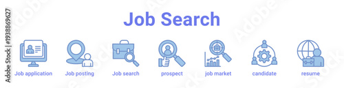 Job Search Icon Banner and Collection