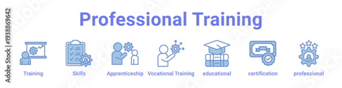 Professional Training Icon Banner and Collection