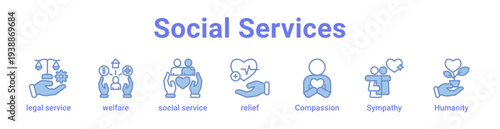 Social Services Icon Banner and Collection