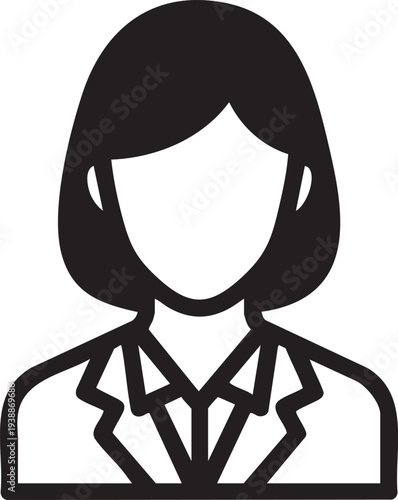 Professional businesswoman icon, corporate female avatar for executive and employee representation.