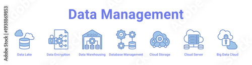 Data Management Icon Banner and Collection