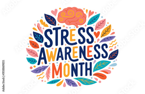 STRESS AWARENESS MONTH vector illustration isolated on white background