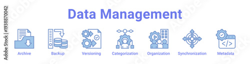Data Management Icon Banner and Collection