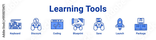 -Learning Tools Icon Banner and Collection