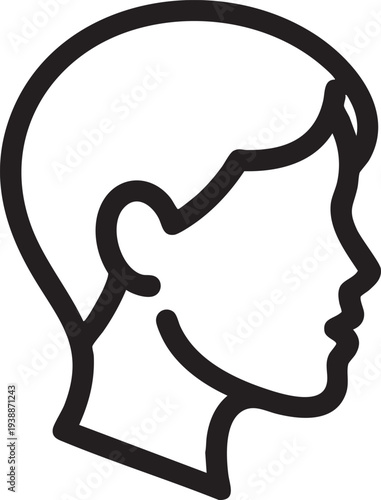 Side profile outline of a person's head, useful for anonymous user or gender-neutral representation.