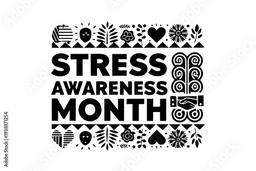 Mental Health and Stress Relief Vector, Stress Awareness Month Illustration