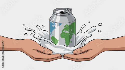 Hands holding Earth can splash