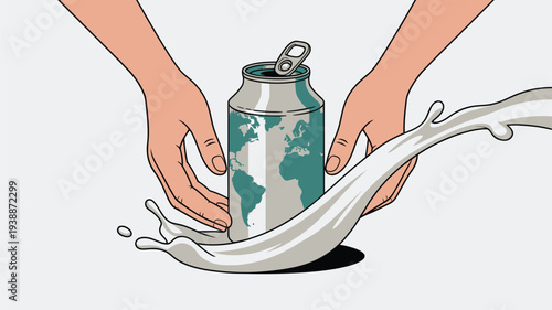 Hands Holding World Map Can